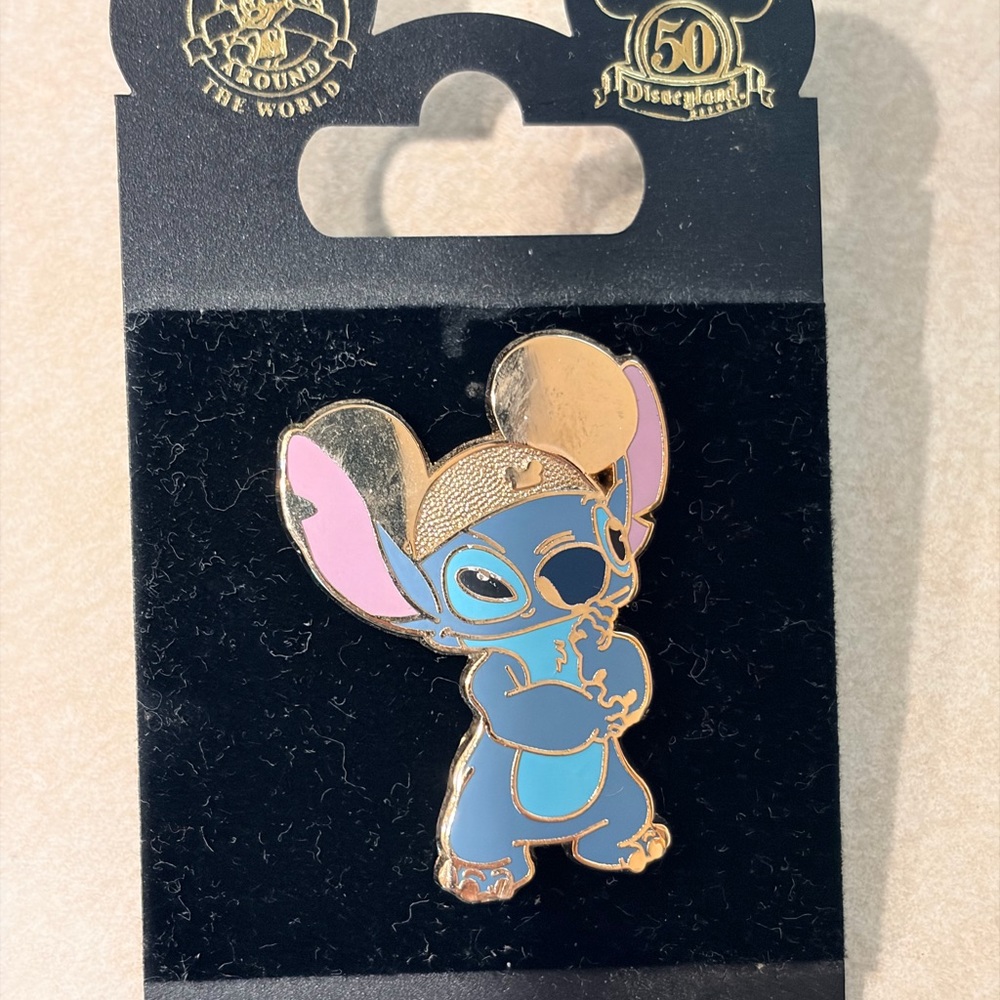 Disney Stitch Golden Ears Hat 50th Anniversary Enamel Pin NOC